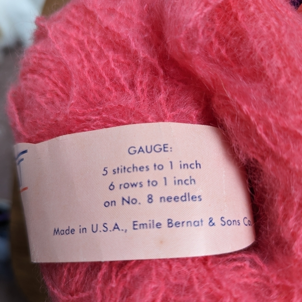 🧶 Bernat Mohair pink yarn 3 skeins "Mohairlaine","Mohair Plus" wild rose color - Picture 2 of 9